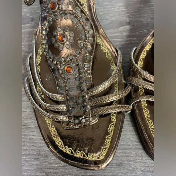 Dollhouse Womens Strappy Jewelled Heeled Sandals Sz 8 Boho Whimsy Fairycore FLAW - Picture 2 of 16